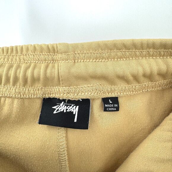 STUSSY Poly Track Pants Tan with Blue Logo Stripe Joggers Size L Large - Picture 7 of 8